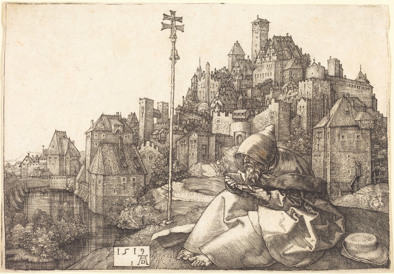 Den hellige Antonius leser av Albrecht Dürer