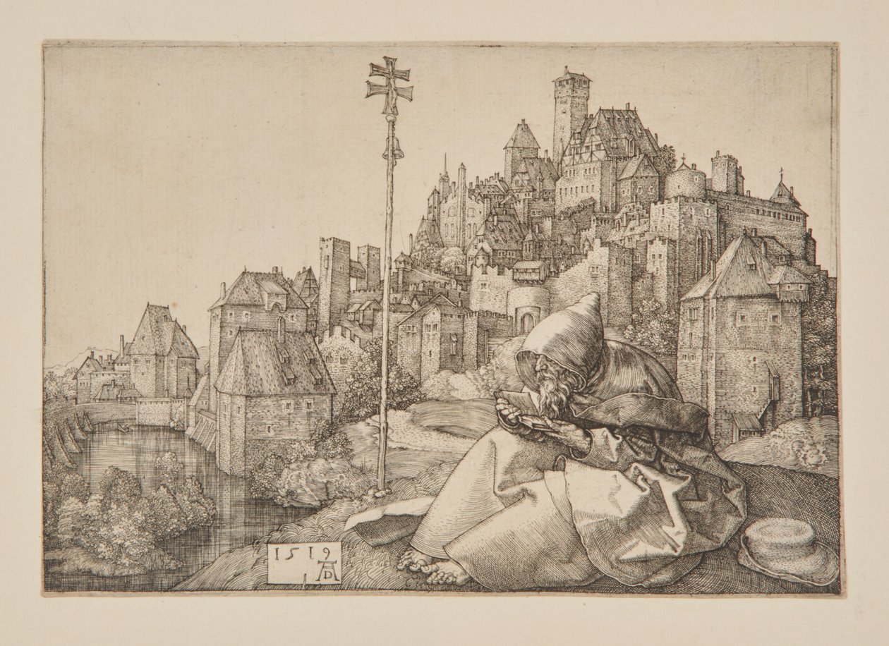 Den hellige Antonius leser av Albrecht Dürer