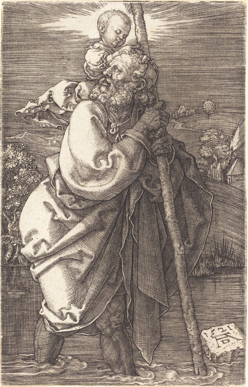 Saint Christopher vender mot venstre av Albrecht Dürer