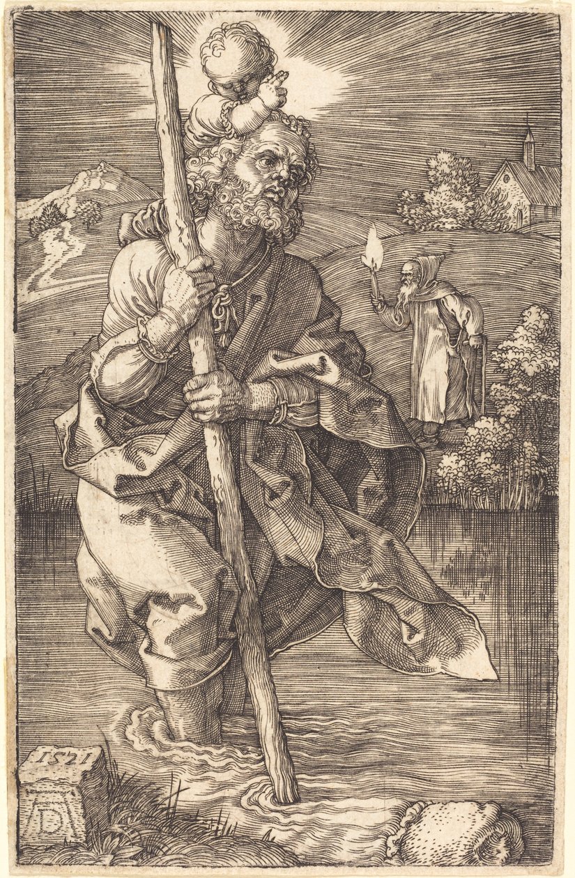 Saint Christopher vender mot høyre av Albrecht Dürer