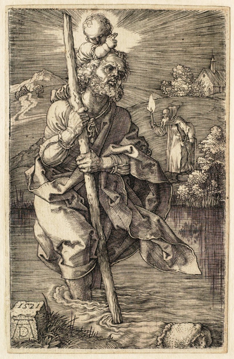Sankt Kristoffer vendt mot høyre av Albrecht Dürer