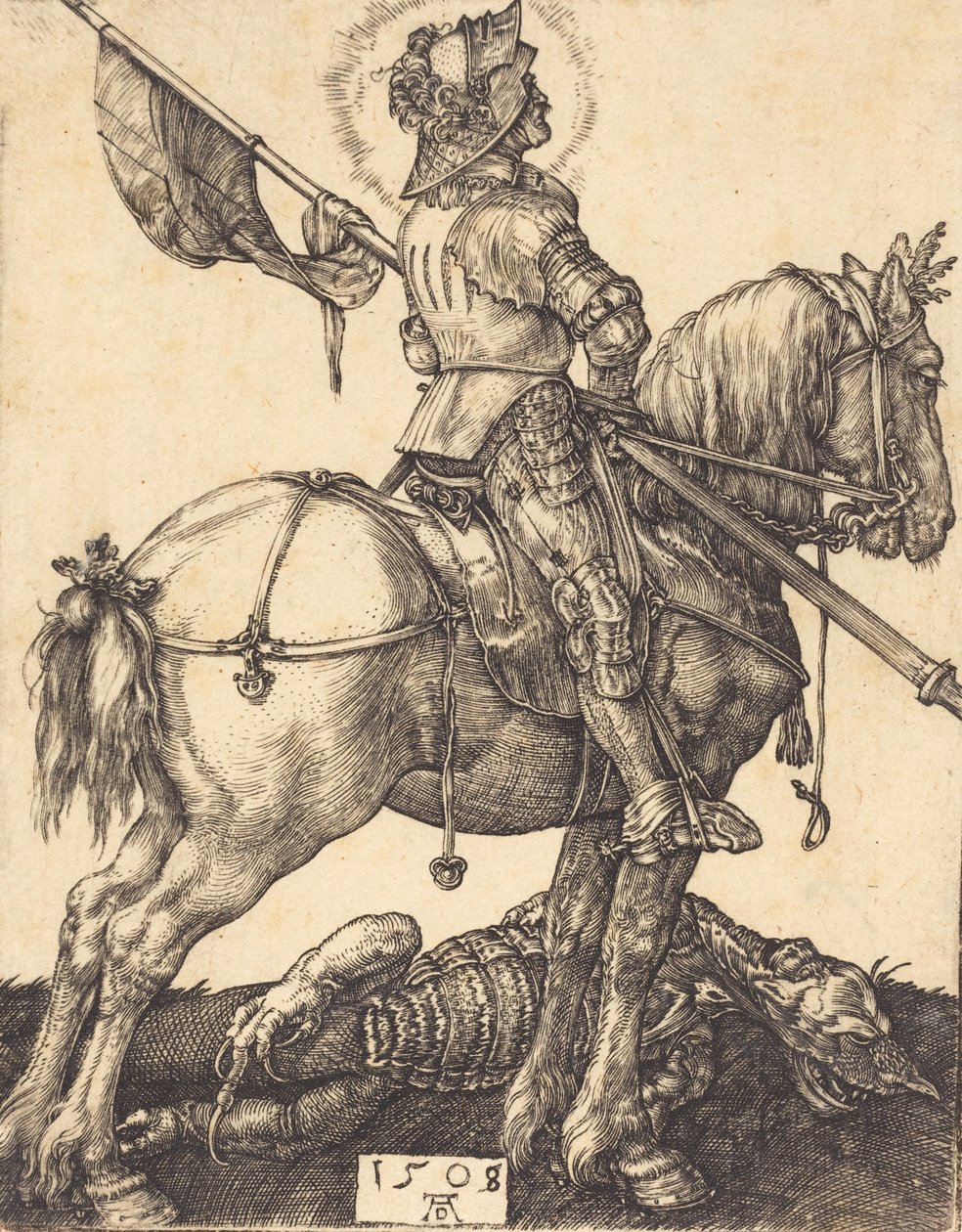 Saint George on Horseback, 1508.    1187567   no       norwegian Successfully Translated  Original: Portrait of Grand Duke Nicholas Alexandrovich of Russia 1843-1865 and Princess Dagmark, 1864. Translat: Portrait of Grand Duke Nicholas Alexandrovich of Rus av Albrecht Dürer