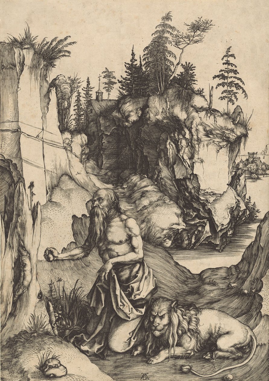 Saint Jerome Penitent in the Wilderness, ca. 1496. av Albrecht Dürer