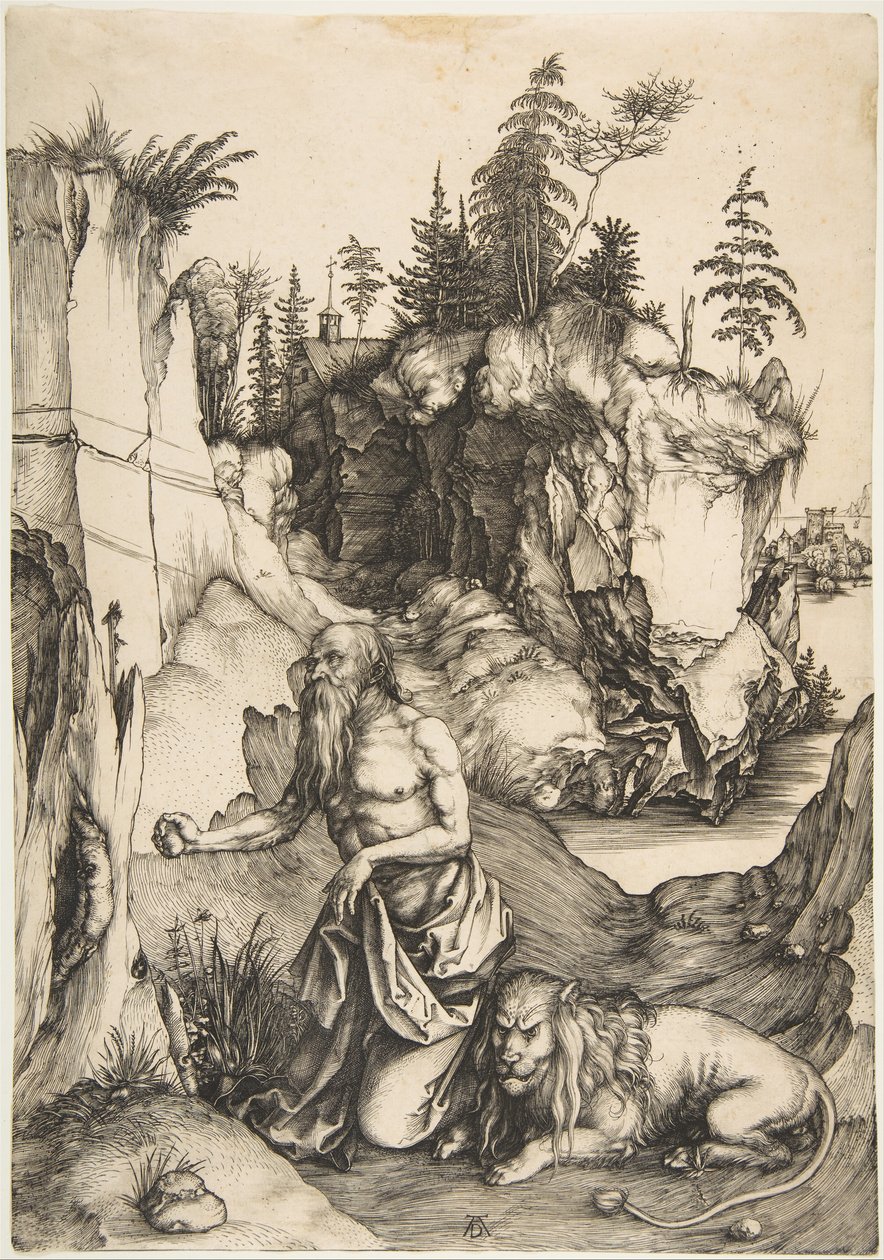 Saint Jerome Penitent in the Wilderness, ca. 1496. av Albrecht Dürer