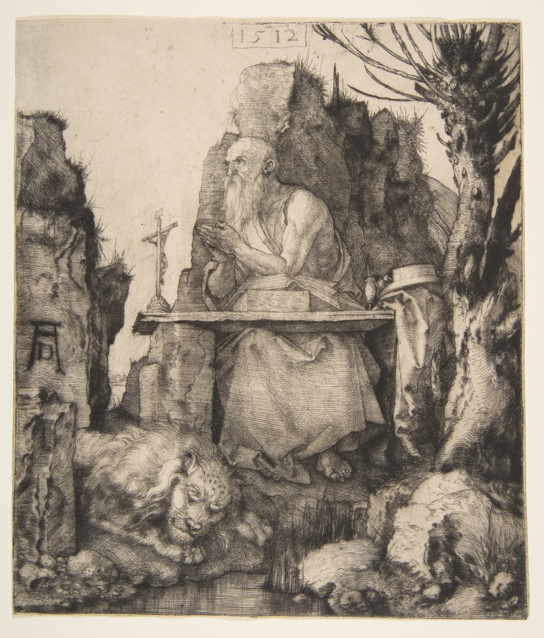 Den hellige Hieronymus ved styvet piltre av Albrecht Dürer