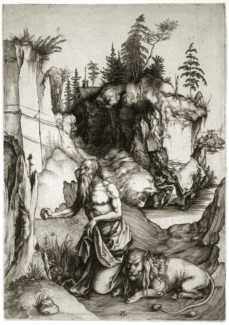 Den hellige Hieronymus i bot (Bartsch 61) av Albrecht Dürer