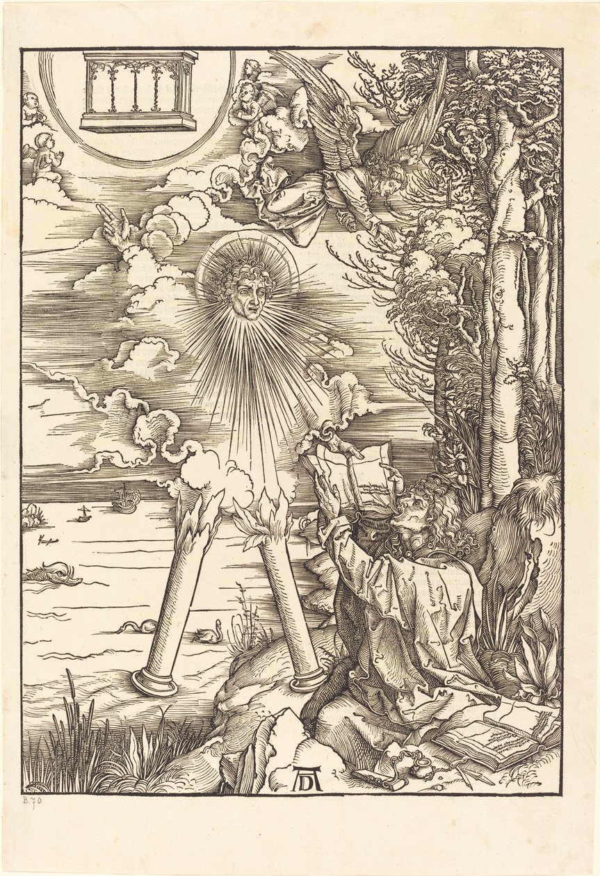 Saint John fortærer boken av Albrecht Dürer