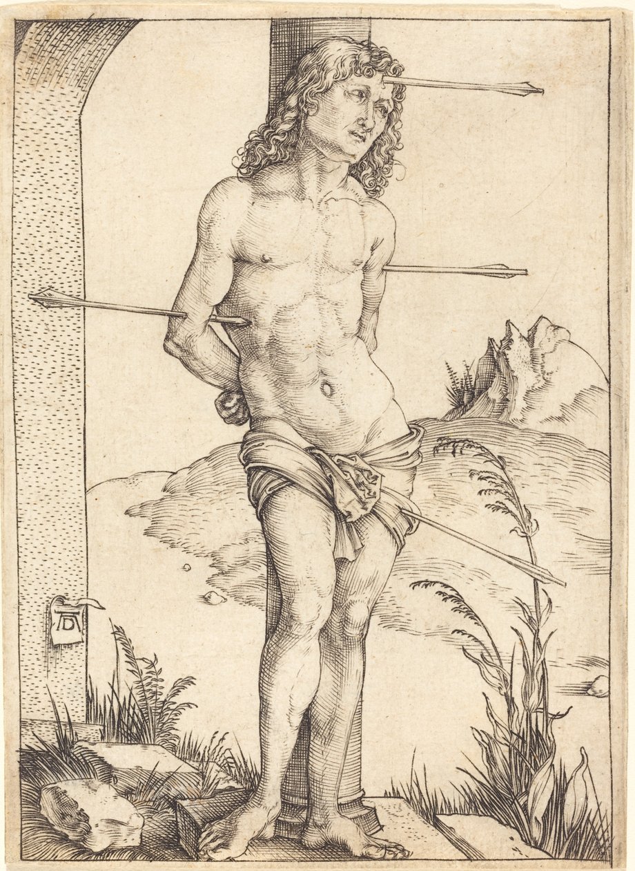 Saint Sebastian bundet til søylen av Albrecht Dürer