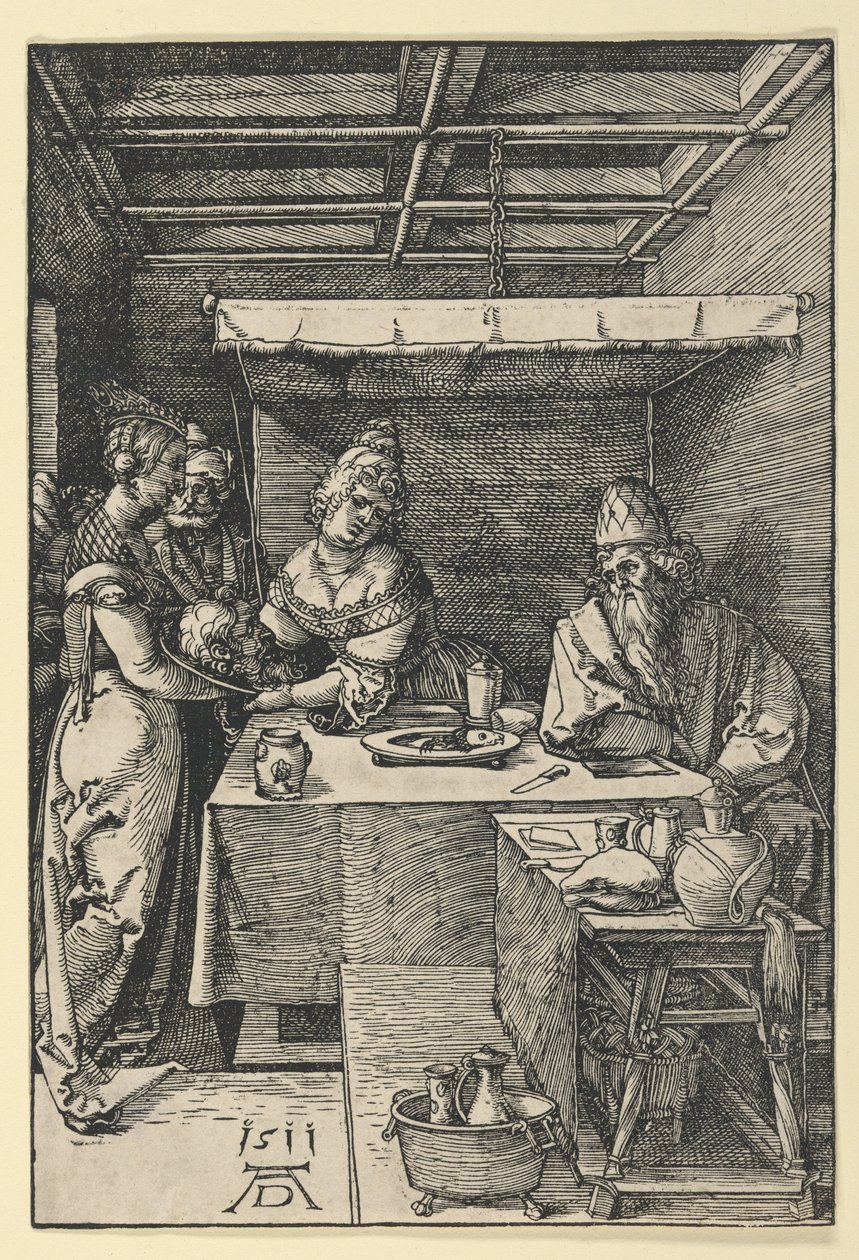 Salome overrekker hodet til Johannes Døperen til sin mor, Herodias av Albrecht Dürer