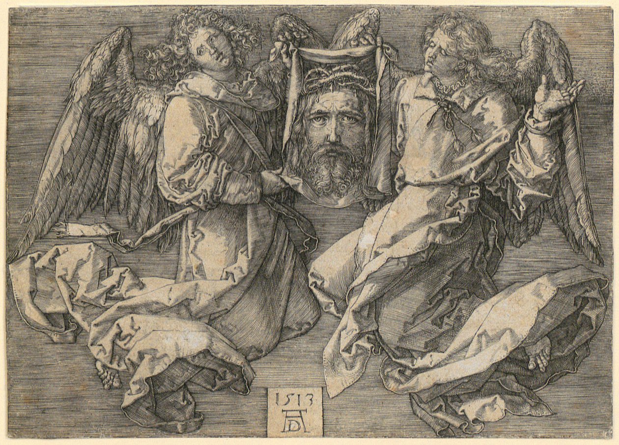 Svededuk holdt av to engler av Albrecht Dürer