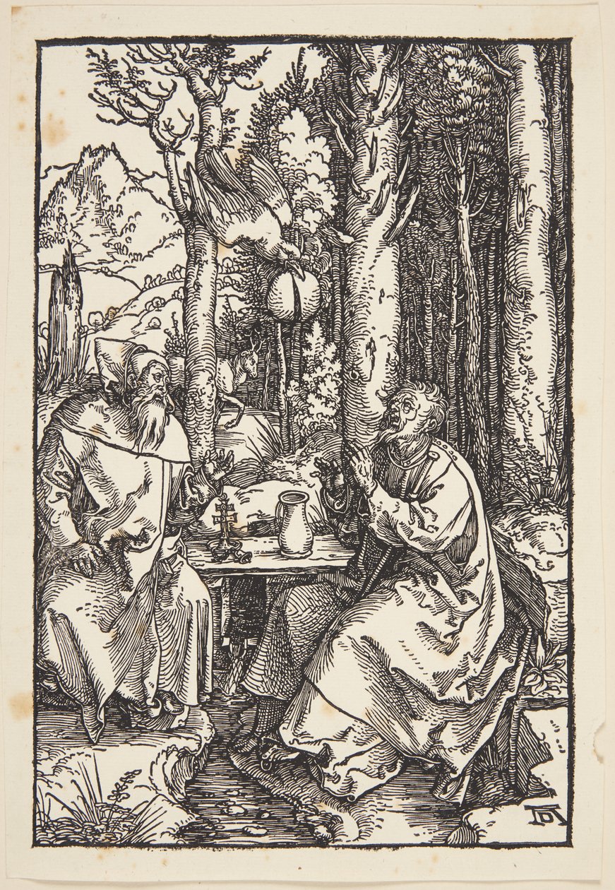 St. Anthony besøker St. Paul i villmarken av Albrecht Dürer