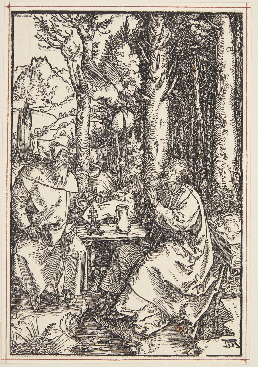 St. Anthony besøker St. Paul i villmarken av Albrecht Dürer