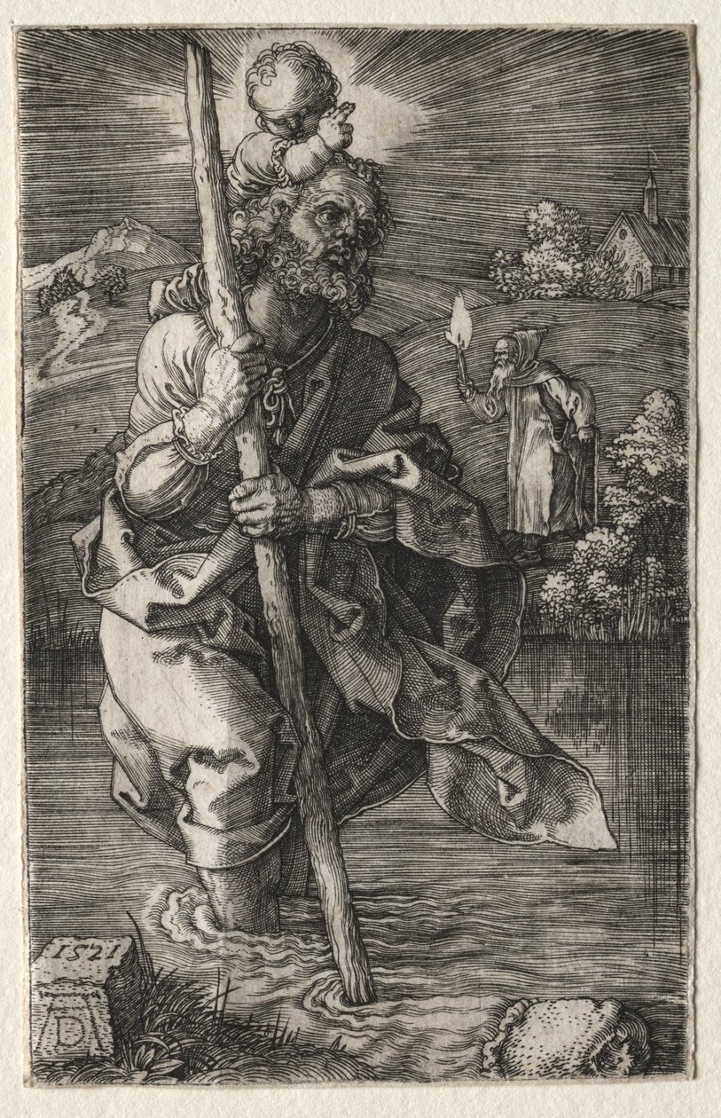 St. Christopher, vendt mot høyre av Albrecht Dürer