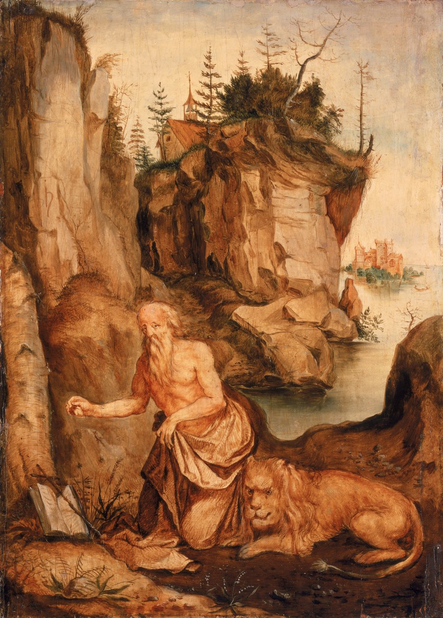 St Hieronymus og løven, ca. 1500 av Albrecht Dürer