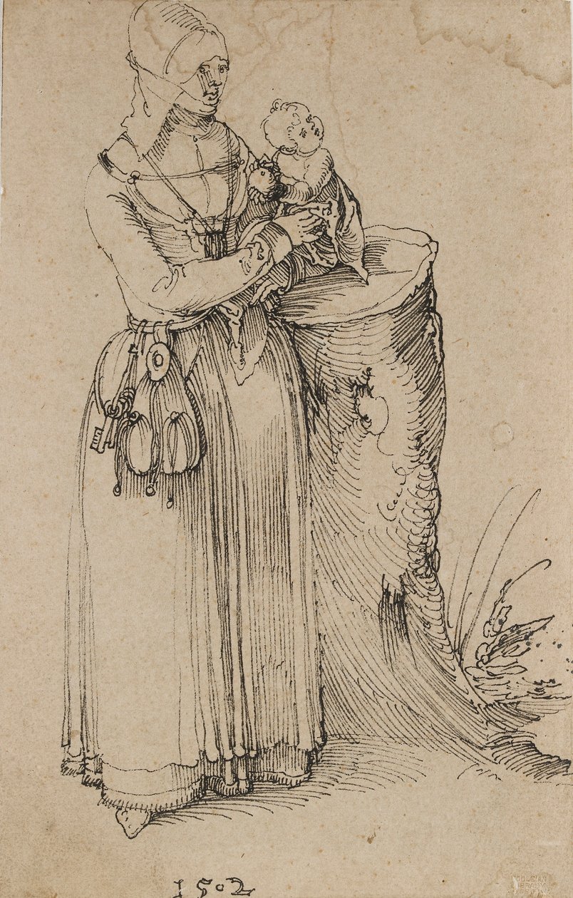 Stående figur av en kvinne som holder et barn, 1502 av Albrecht Dürer