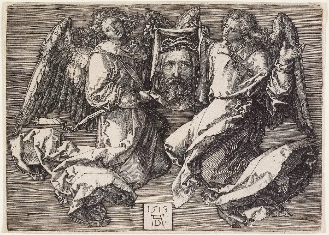 Sudariumet holdt frem av to engler av Albrecht Dürer