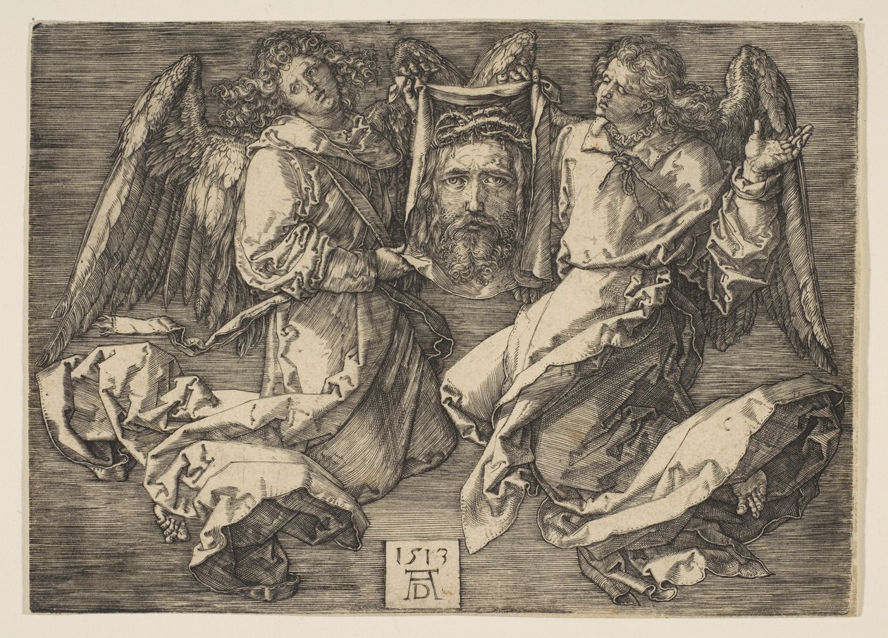 Svededuk holdt av to engler av Albrecht Dürer
