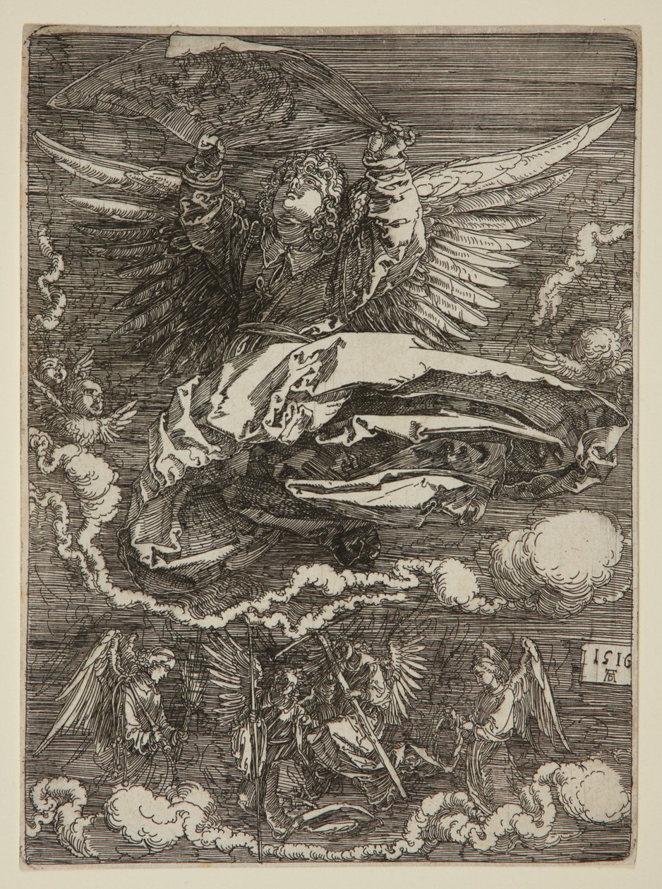 Svetteduk bredt ut av en engel av Albrecht Dürer