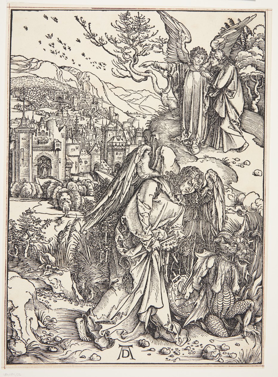 Engelen som viser St. Johannes det nye Jerusalem av Albrecht Dürer