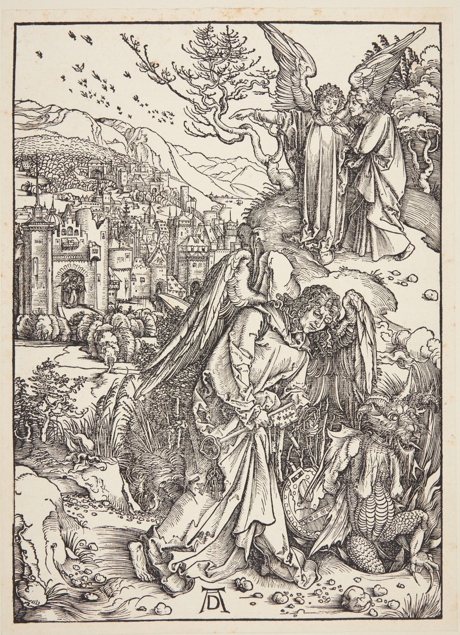 Engelen som viser St. Johannes det nye Jerusalem av Albrecht Dürer