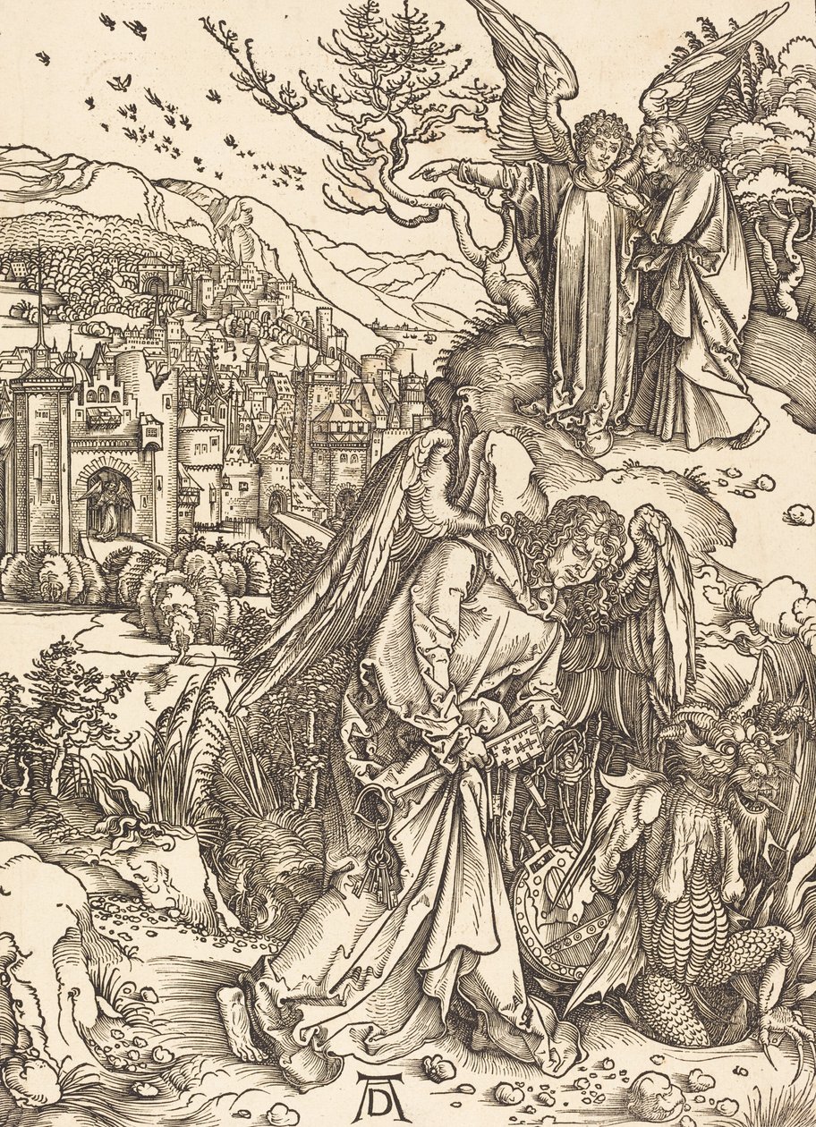 Engelen med nøkkelen til den bunnløse gropen, 1498. av Albrecht Dürer