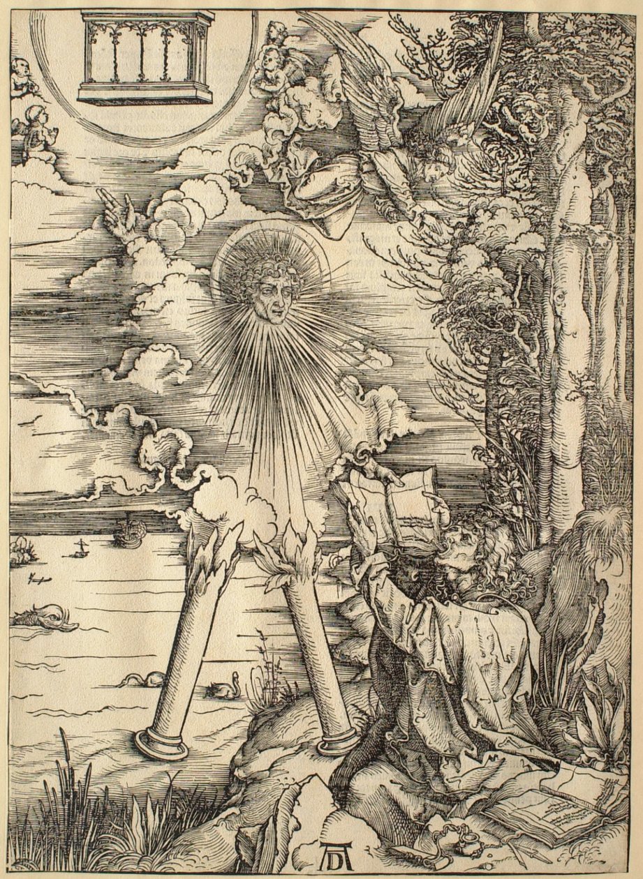 Apokalypsen: Sankt Johannes fortærer boken av Albrecht Dürer