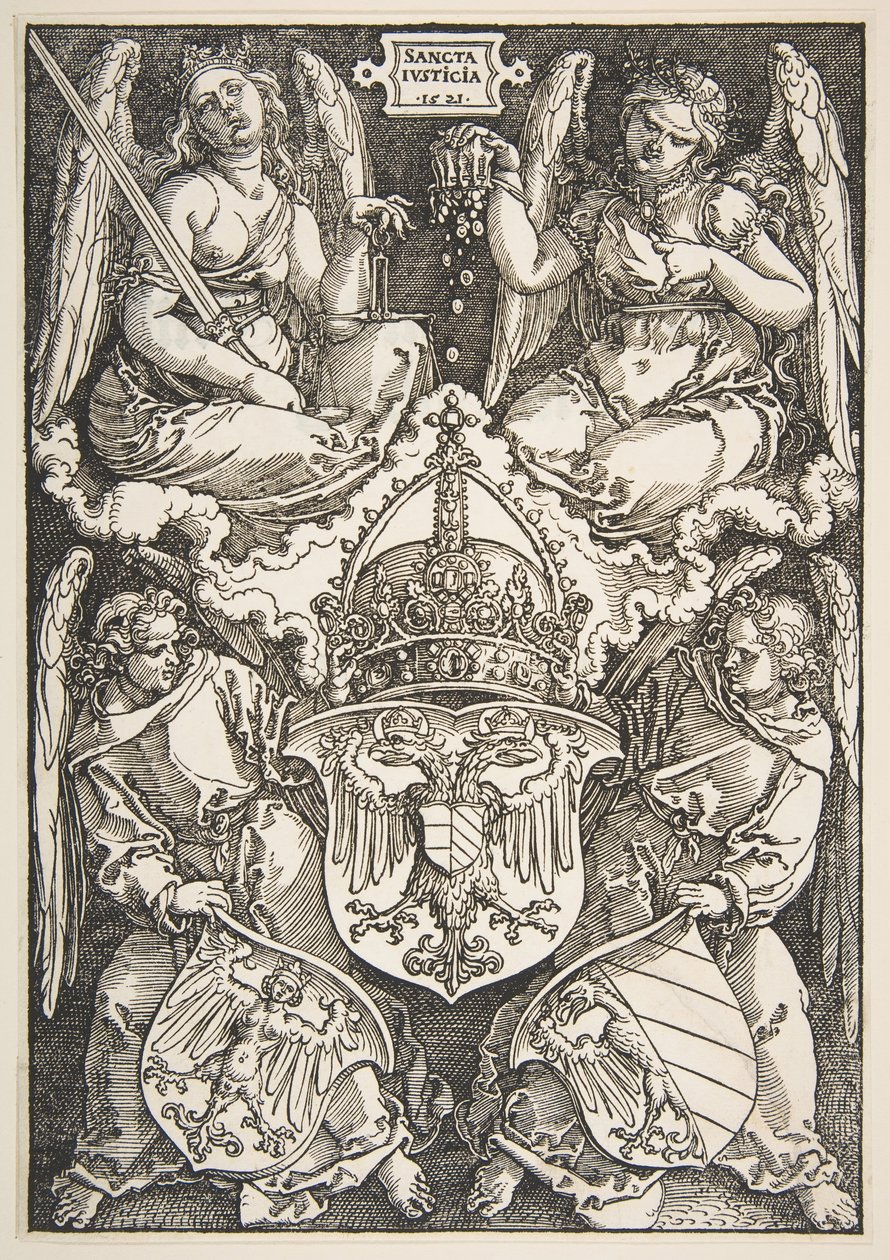 The Arms of the Empire and of Nürnberg, 1521. av Albrecht Dürer