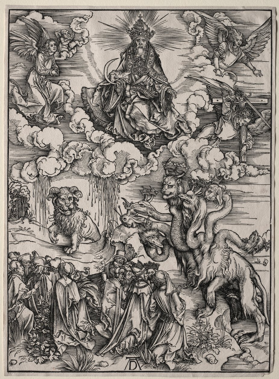 Udyret med syv hoder og udyret med lammehorn. av Albrecht Dürer