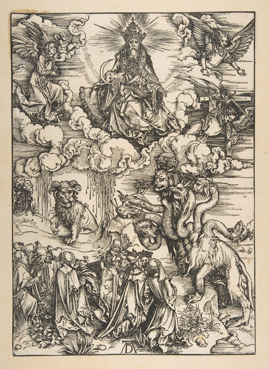 The Beast with Two Horns Like a Lamb, fra The Apocalypse, Latin Edition 1511, ca. 1496. av Albrecht Dürer