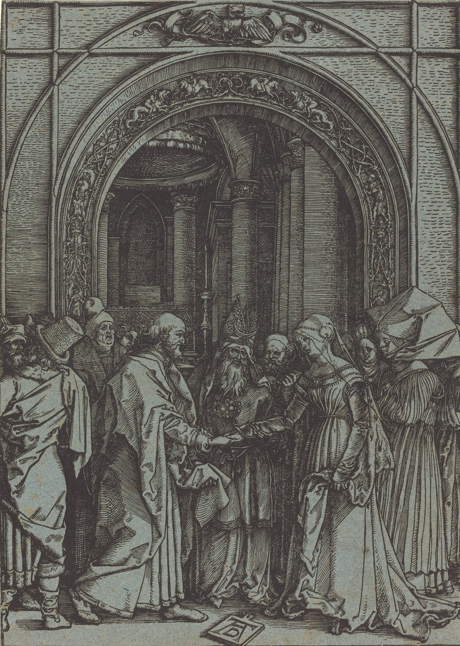 Jomfruens trolovelse, c.1504-1505 trykt 1560-1570-tallet. av Albrecht Dürer