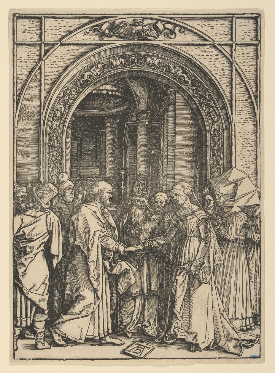 «Jomfruens forlovelse», fra *Jomfruens liv* av Albrecht Dürer
