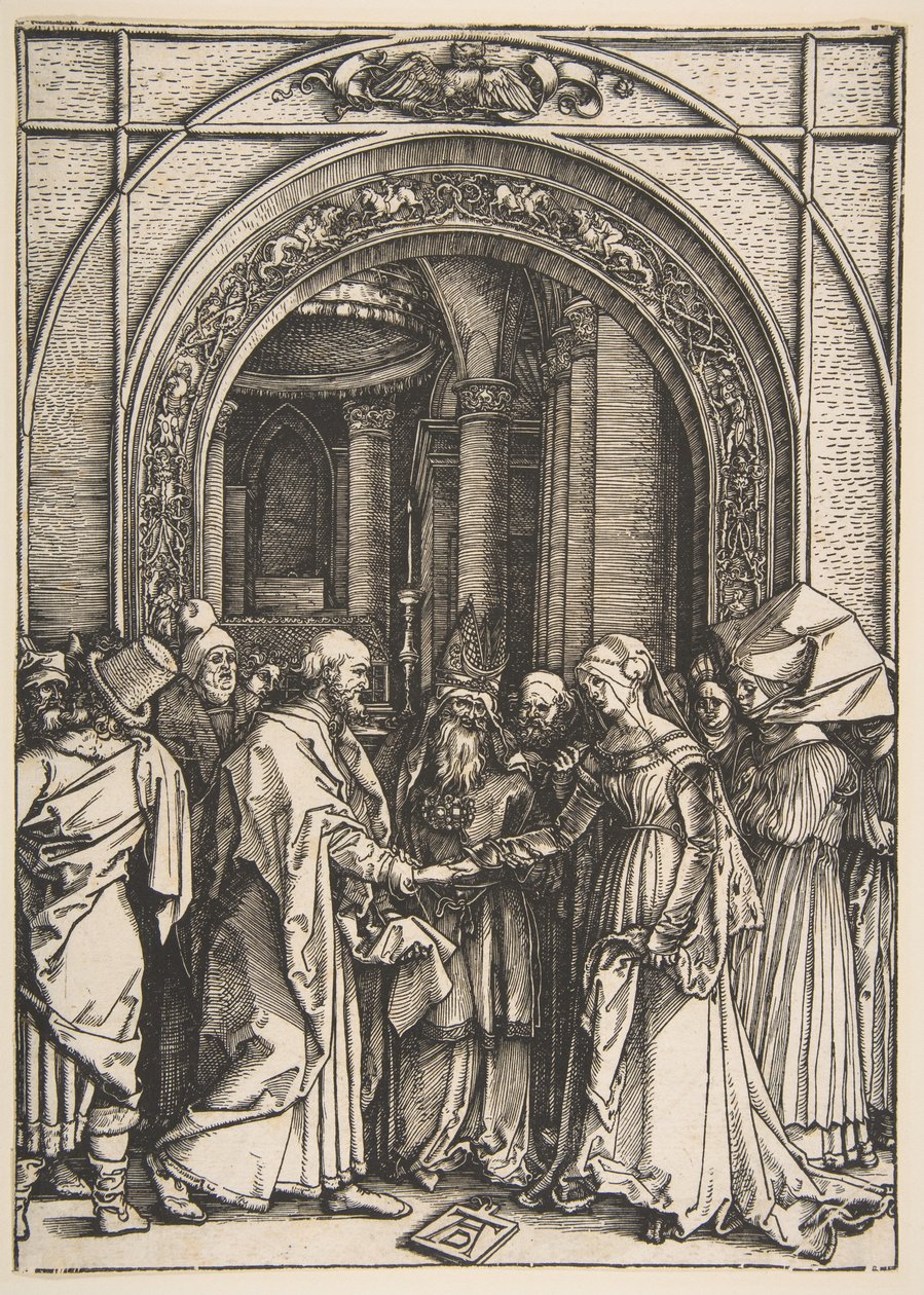Jomfru Marias trolovelse, fra «Jomfru Marias liv» av Albrecht Dürer