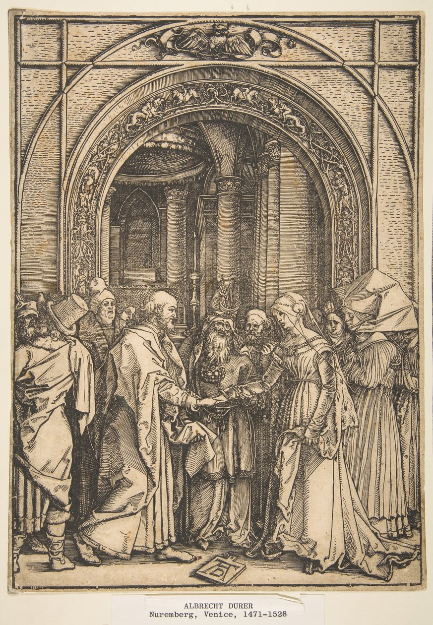 Jomfruens forlovelse, fra The Life of the Virgin, ca. 1503. av Albrecht Dürer