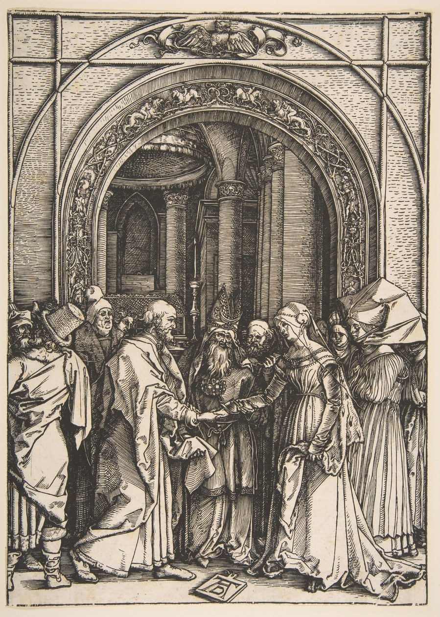 Jomfruens forlovelse, fra The Life of the Virgin, ca. 1504. av Albrecht Dürer