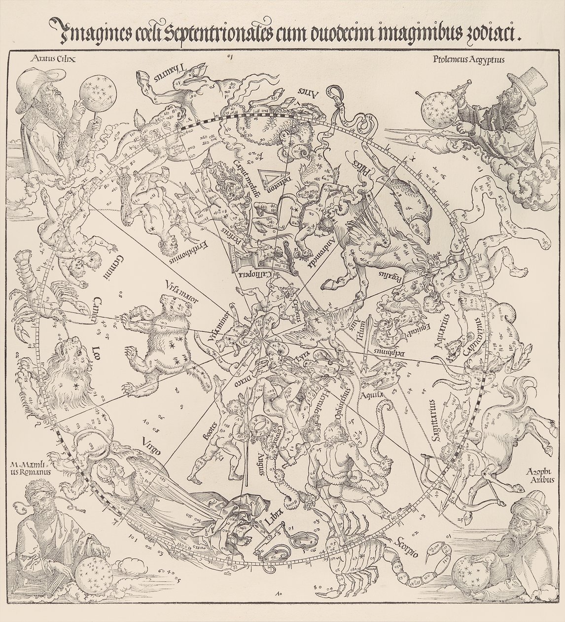 Det himmelske kartet - den nordlige halvkule, 1515., 1515. av Albrecht Dürer