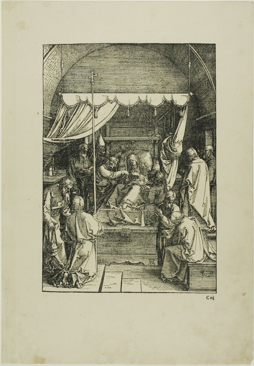 Jomfruens død, fra Jomfruens liv av Albrecht Dürer