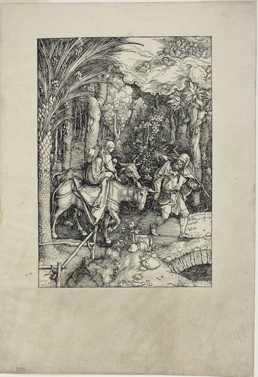 Flukten til Egypt, fra Jomfruens liv av Albrecht Dürer