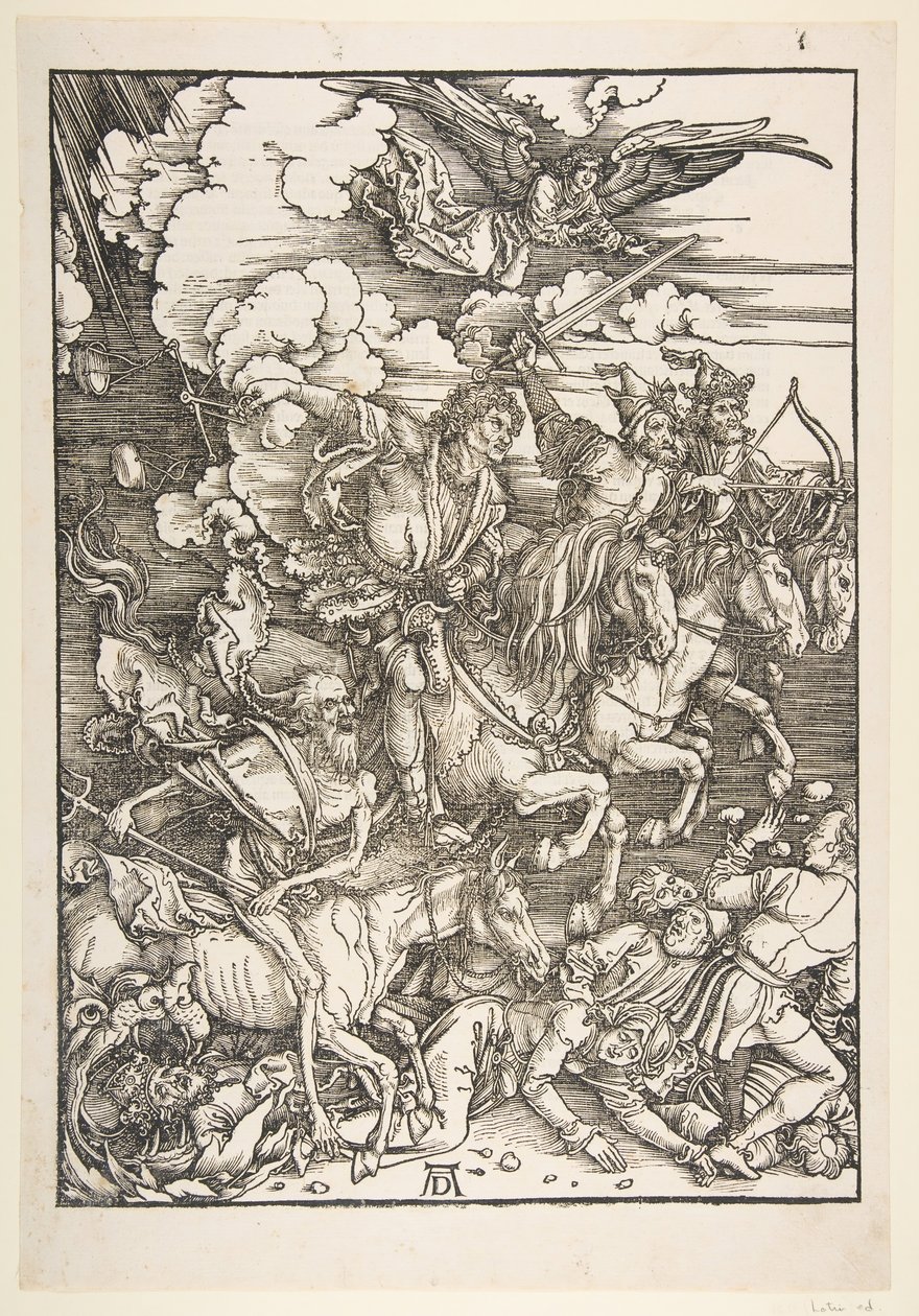 The Four Horsemen, fra The Apocalypse, Latin Edition, 1511, ca. 1511. av Albrecht Dürer