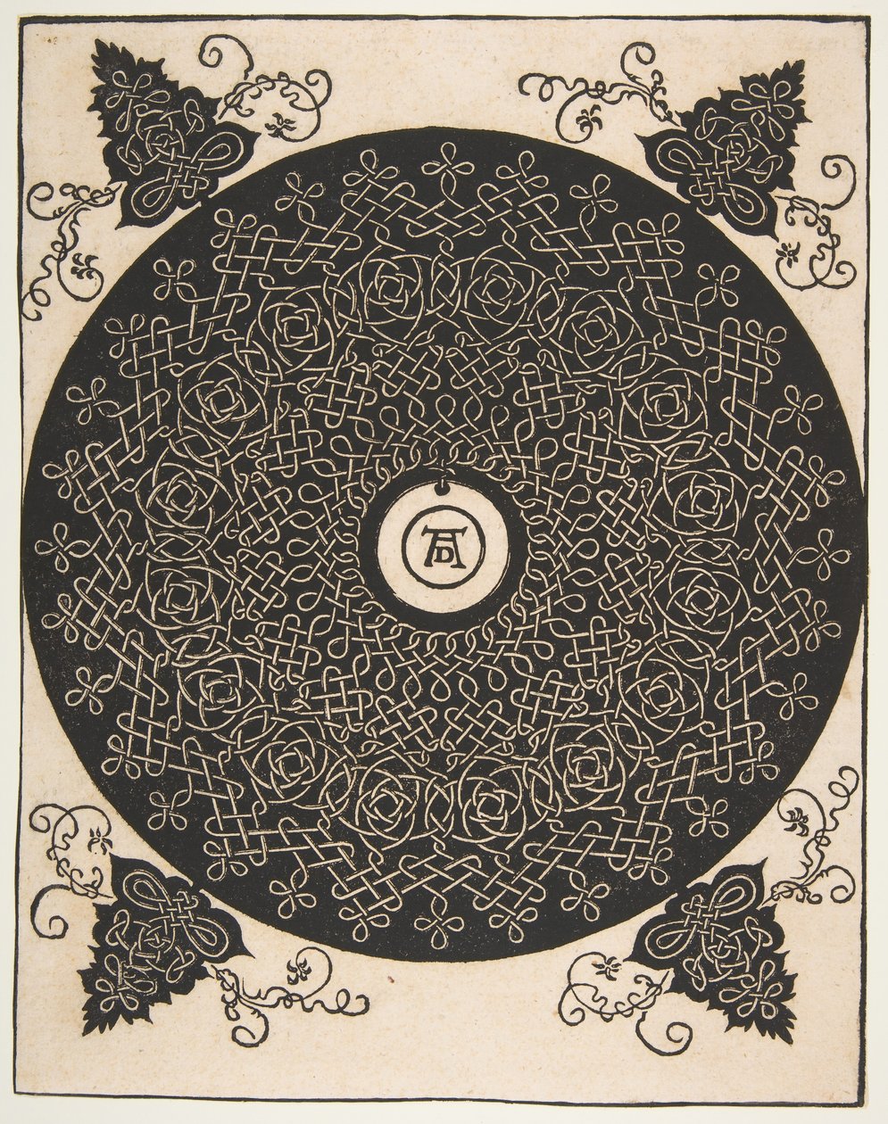 Den fjerde knuten. Interlaced Roundel med en rund medaljong i sentrum, etter 1528. av Albrecht Dürer