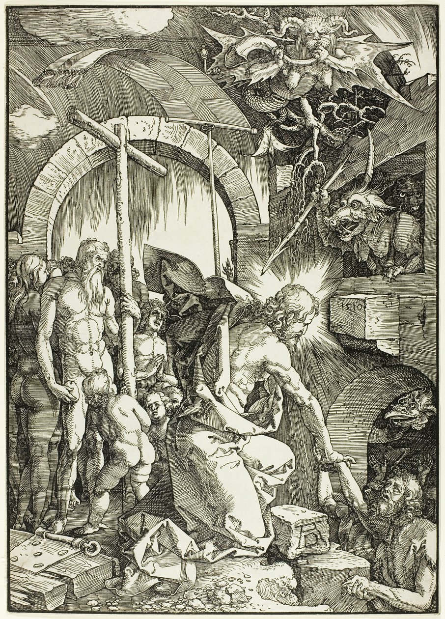 The Harrowing of Hell - Christ in Limbo, plate ni fra The Large Passion av Albrecht Dürer