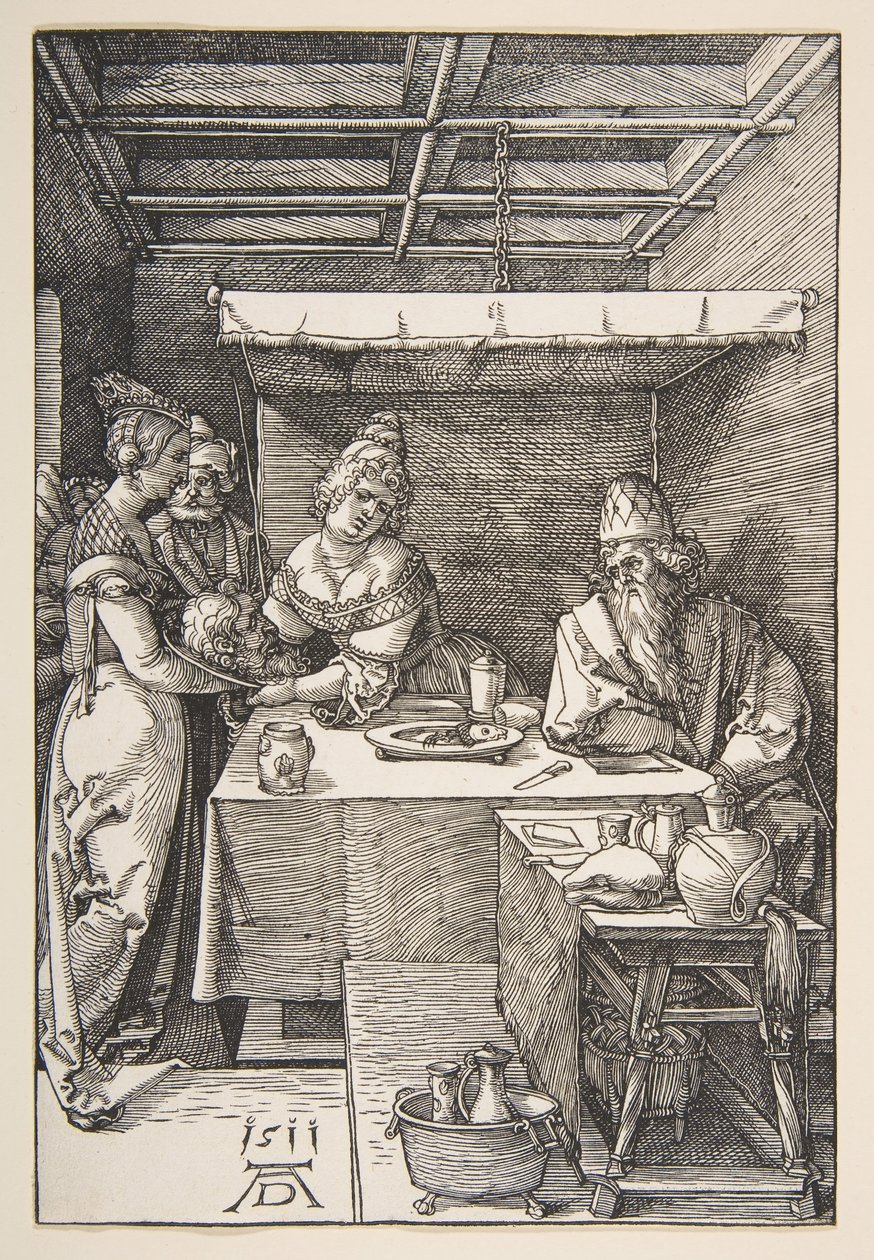Hodet til døperen Johannes brakt til Herodes.n.d. av Albrecht Dürer