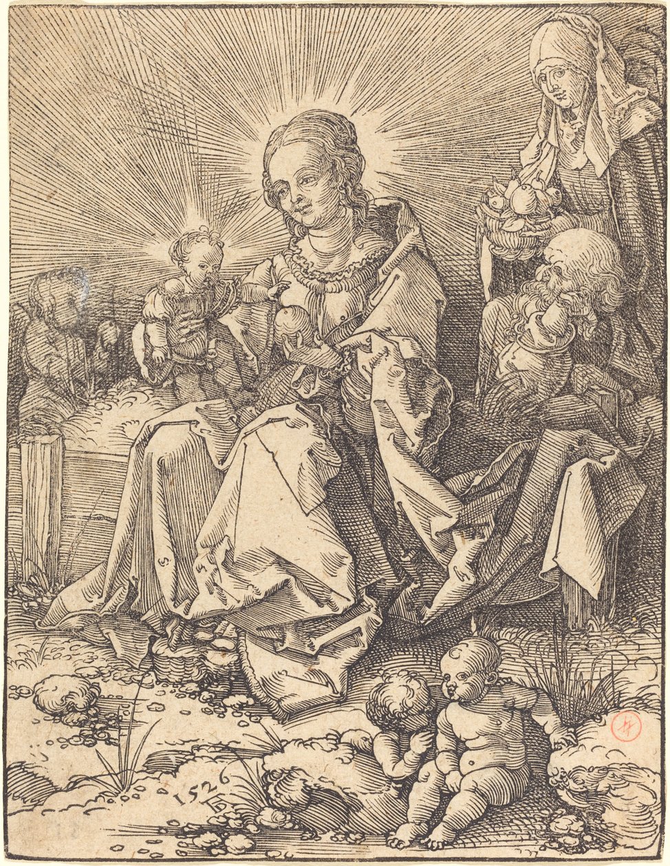 Den hellige familie på en gresskledd benk av Albrecht Dürer