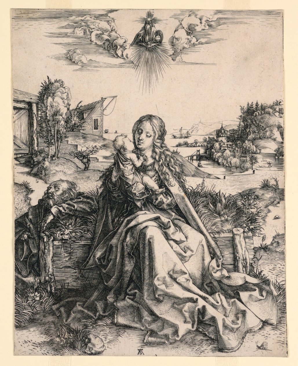 Den hellige familie med sommerfugl av Albrecht Dürer