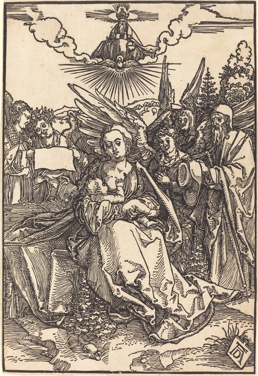 Den hellige familie med fem engler av Albrecht Dürer