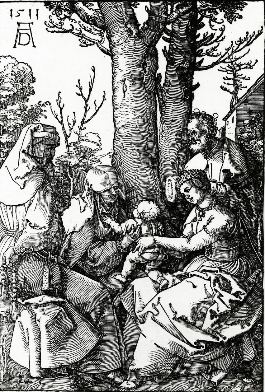 Den hellige familie med St. Anne og St. Joachim, 1511 (tresnitt) av Albrecht Dürer