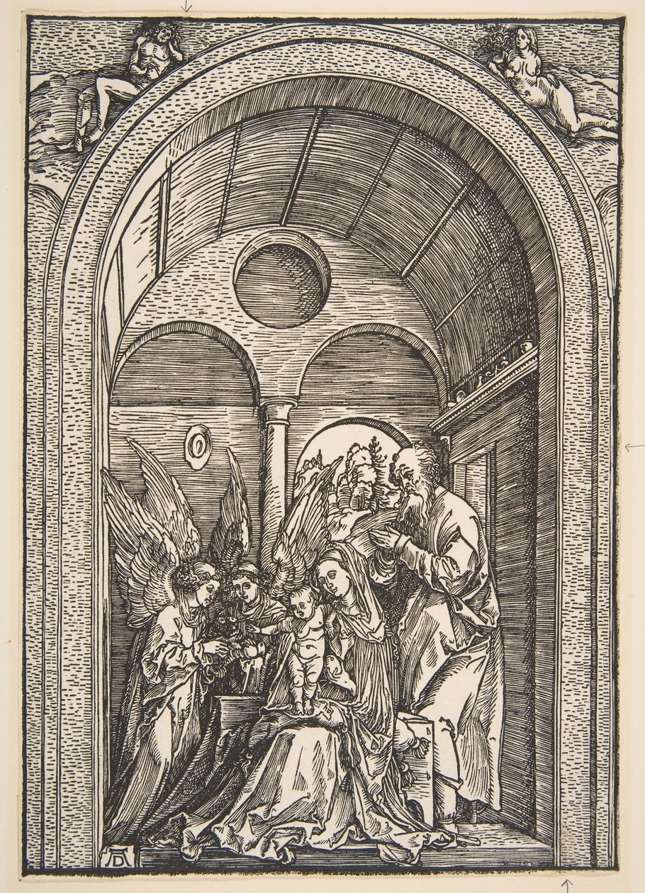 Den hellige familie med to engler i en hvelvet sal, ca. 1503. av Albrecht Dürer