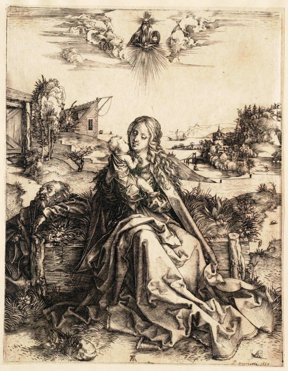Den hellige familie med sommerfuglen av Albrecht Dürer