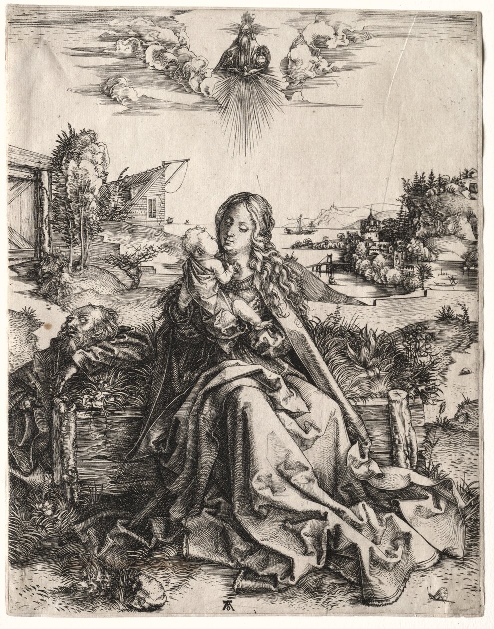 Den hellige familie med sommerfuglen. av Albrecht Dürer