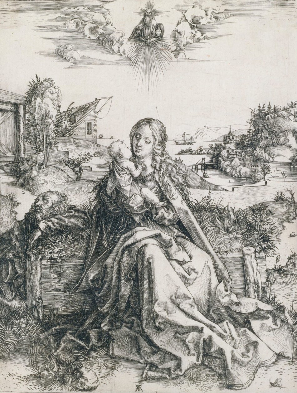 Den hellige familien med øyenstikkeren av Albrecht Dürer