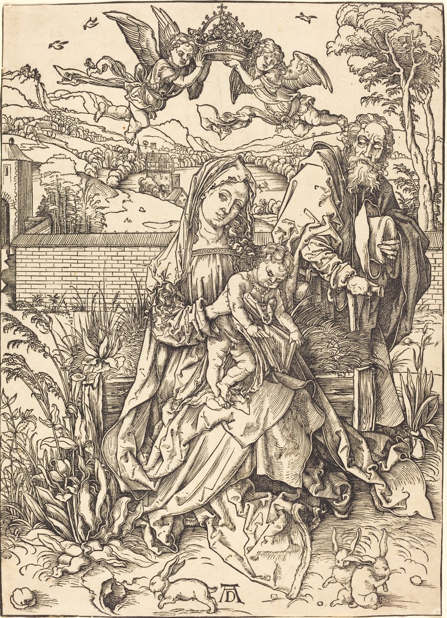 Den hellige familie med de tre harene av Albrecht Dürer